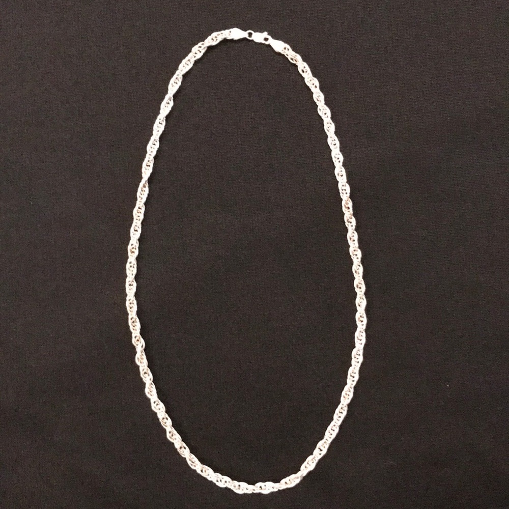 925 Sterling Silver Italy 19” fancy link necklace